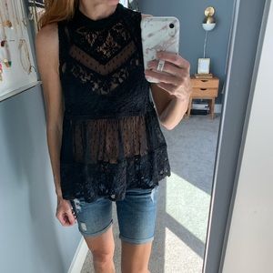 Free people high neck lace top